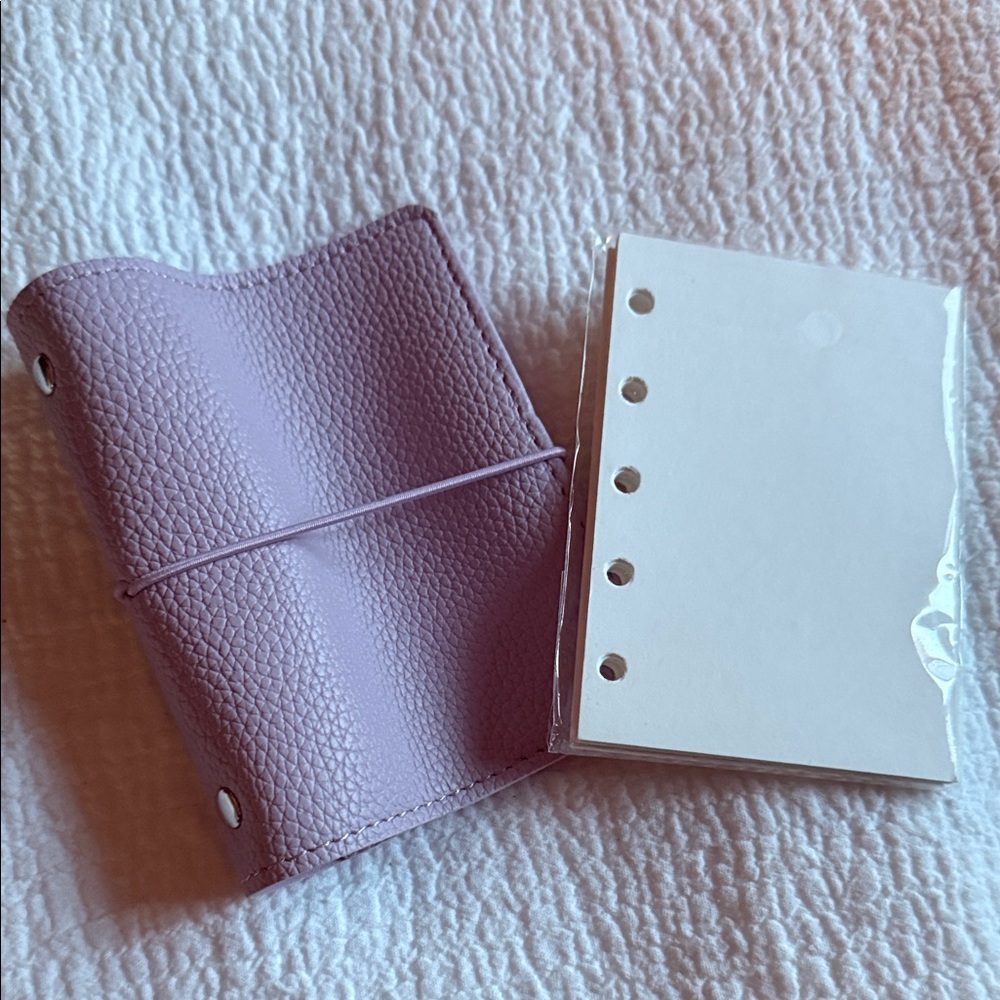 Lilac Faux Leather Mini Ring Planner Cover with Refill Pages - Picture 2 of 13